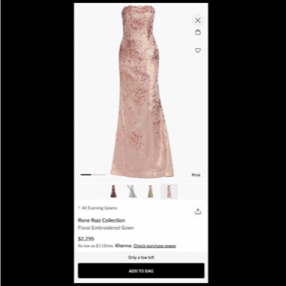 Rene Ruiz Strapless Gown in Blush with Floral Accents